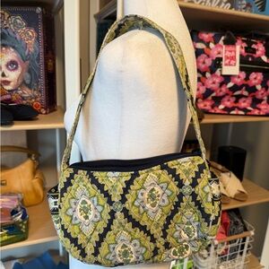 Vera Bradley Black and Green Patterned Shoulder Bag preloved small bag